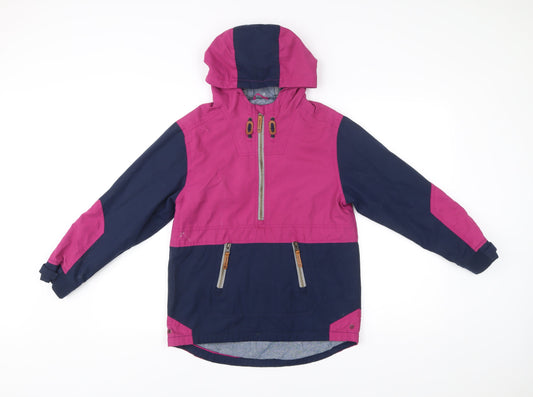 FatFace Girls Pink Blue Colourblock Hooded Anorak Jacket 10-11 Years