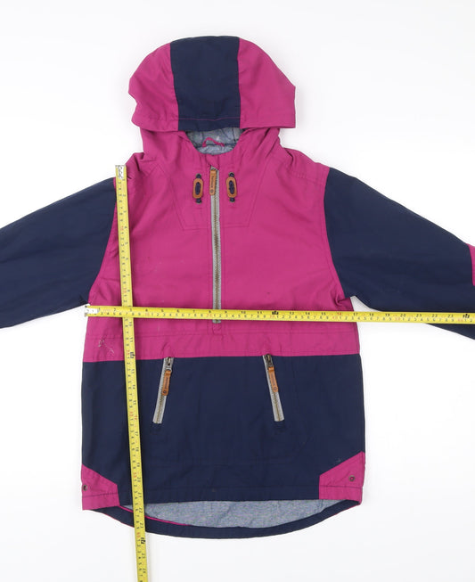 FatFace Girls Pink Blue Colourblock Hooded Anorak Jacket 10-11 Years