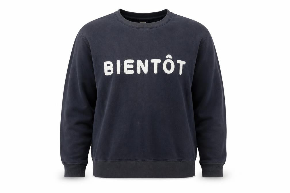 H&M Womens Black Sweatshirt L Cotton Blend Graphic Print Bientôt
