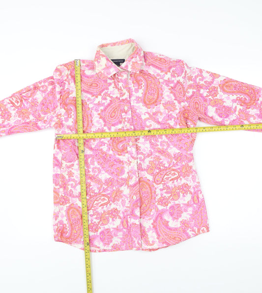 Lands' End Womens Pink Paisley Button-Up Shirt Size 6-8 Cotton