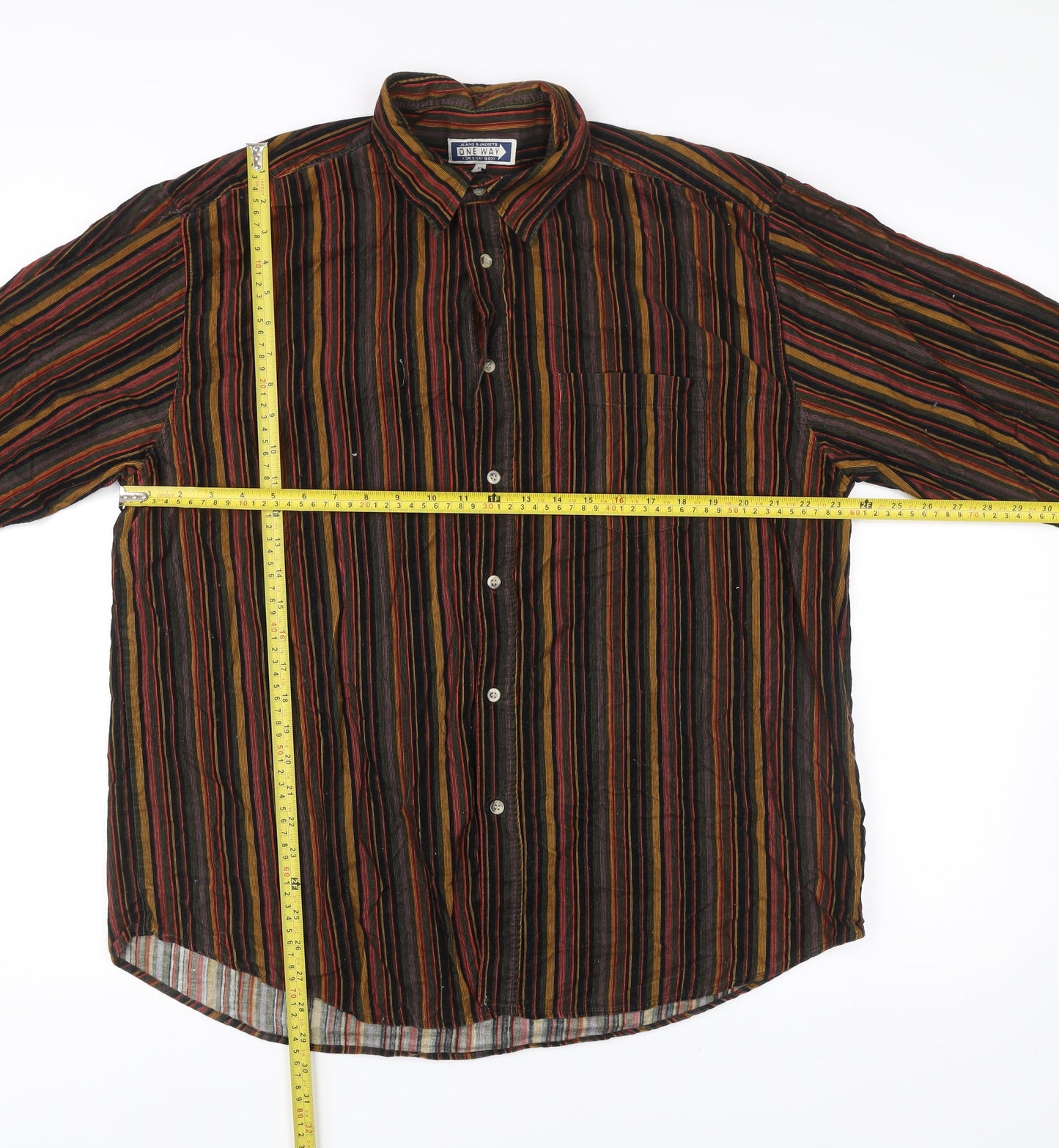 One Way Men’s Multicoloured XL Striped Cotton Button-Up Shirt