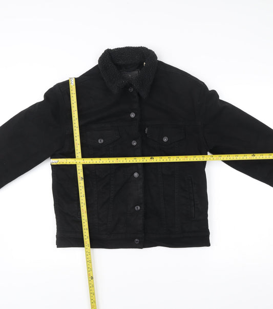 Levi's Women's Black Sherpa Lined Denim Jacket Size S