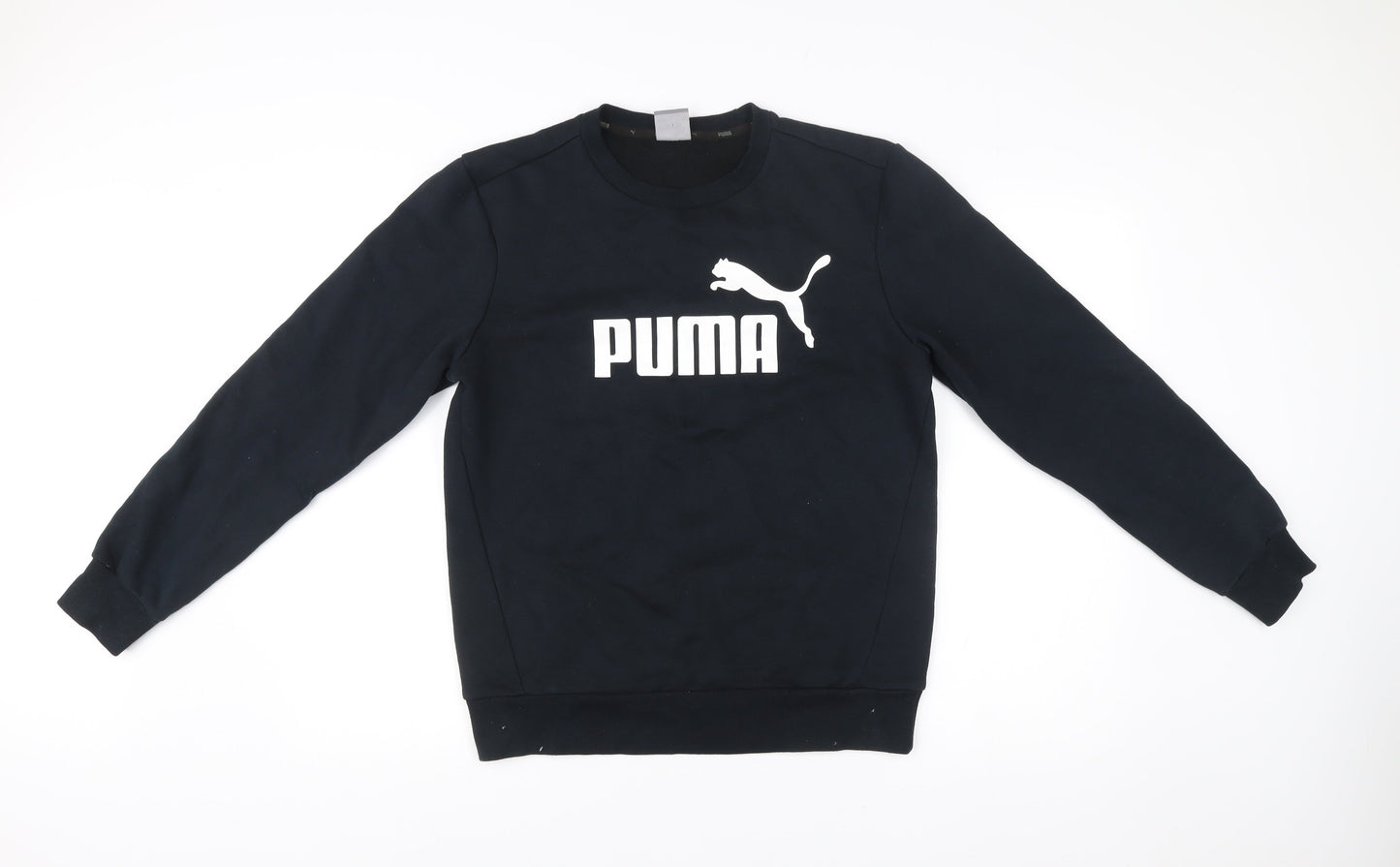 Puma Men’s Black Small Sweatshirt Pullover Crew Neck Logo Sportswear