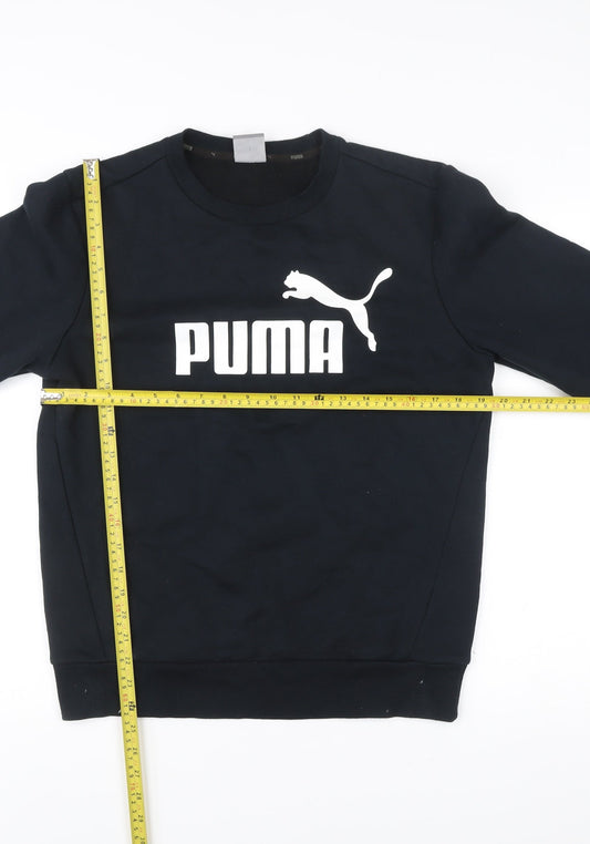Puma Men’s Black Small Sweatshirt Pullover Crew Neck Logo Sportswear