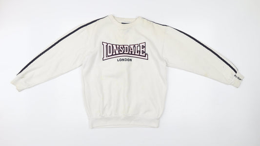 Lonsdale Boys White Sweatshirt 11-12 Years Crew Neck Pullover Logo