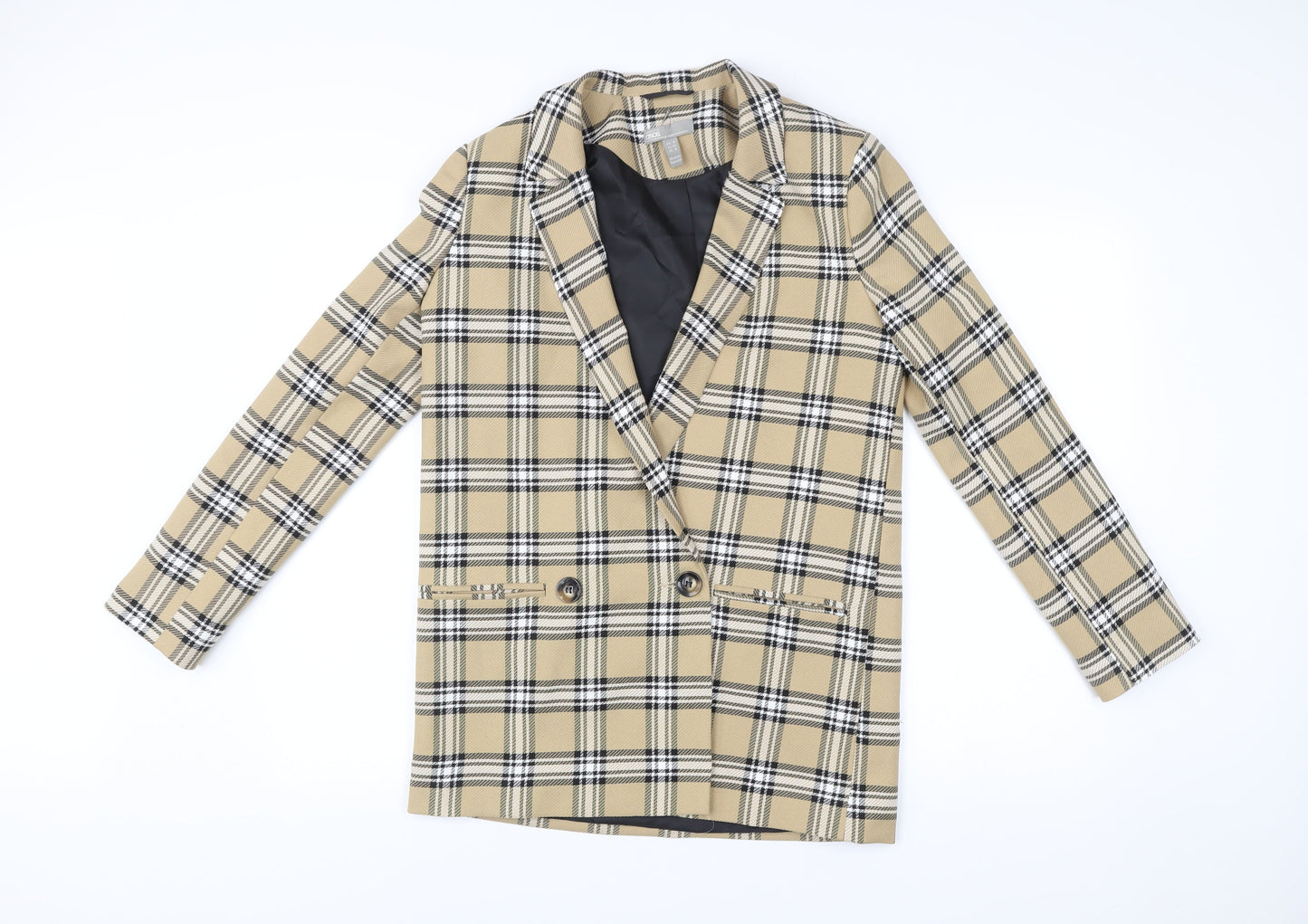 ASOS Women’s Beige Check Blazer Jacket Size 8 Regular Fit