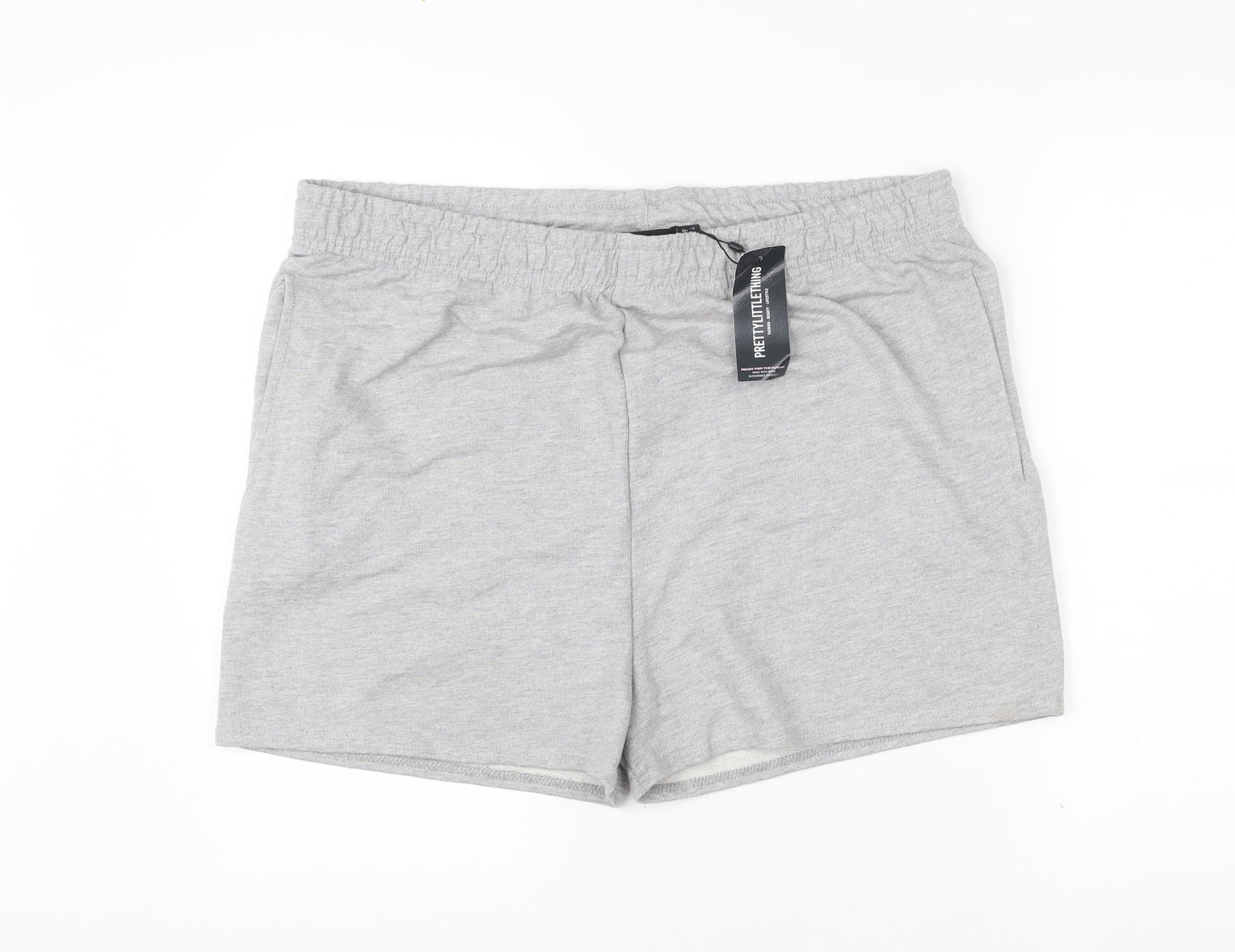 PrettyLittleThing Womens Grey Athletic Shorts Size 14 Elastic Waist