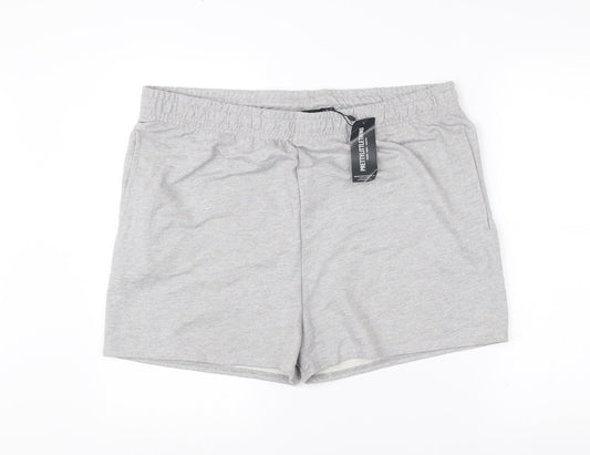 PrettyLittleThing Womens Grey Athletic Shorts Size 14 Elastic Waist