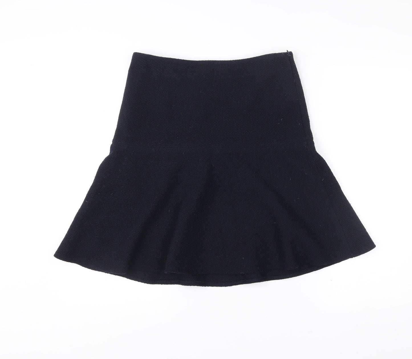 Caroll Women Black Wool Blend Flare Skirt Size 10 Knee Length