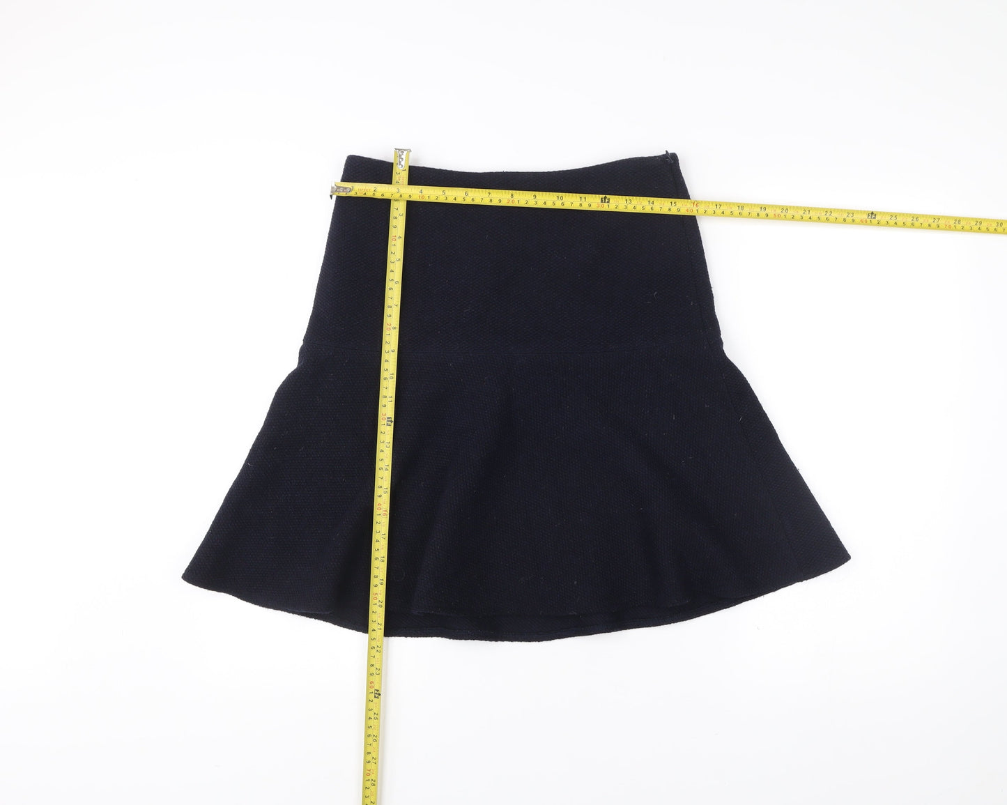 Caroll Women Black Wool Blend Flare Skirt Size 10 Knee Length