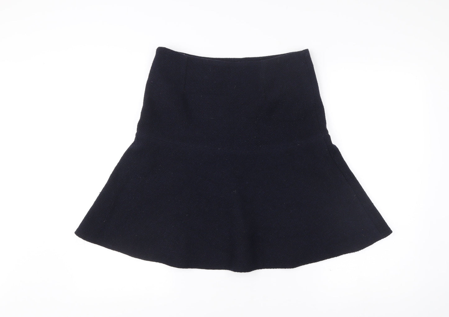 Caroll Women Black Wool Blend Flare Skirt Size 10 Knee Length