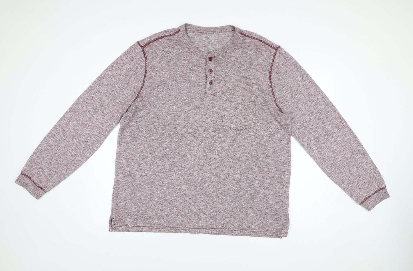GAP Men’s XL Purple Long Sleeve Henley Cotton Blend Casual Shirt