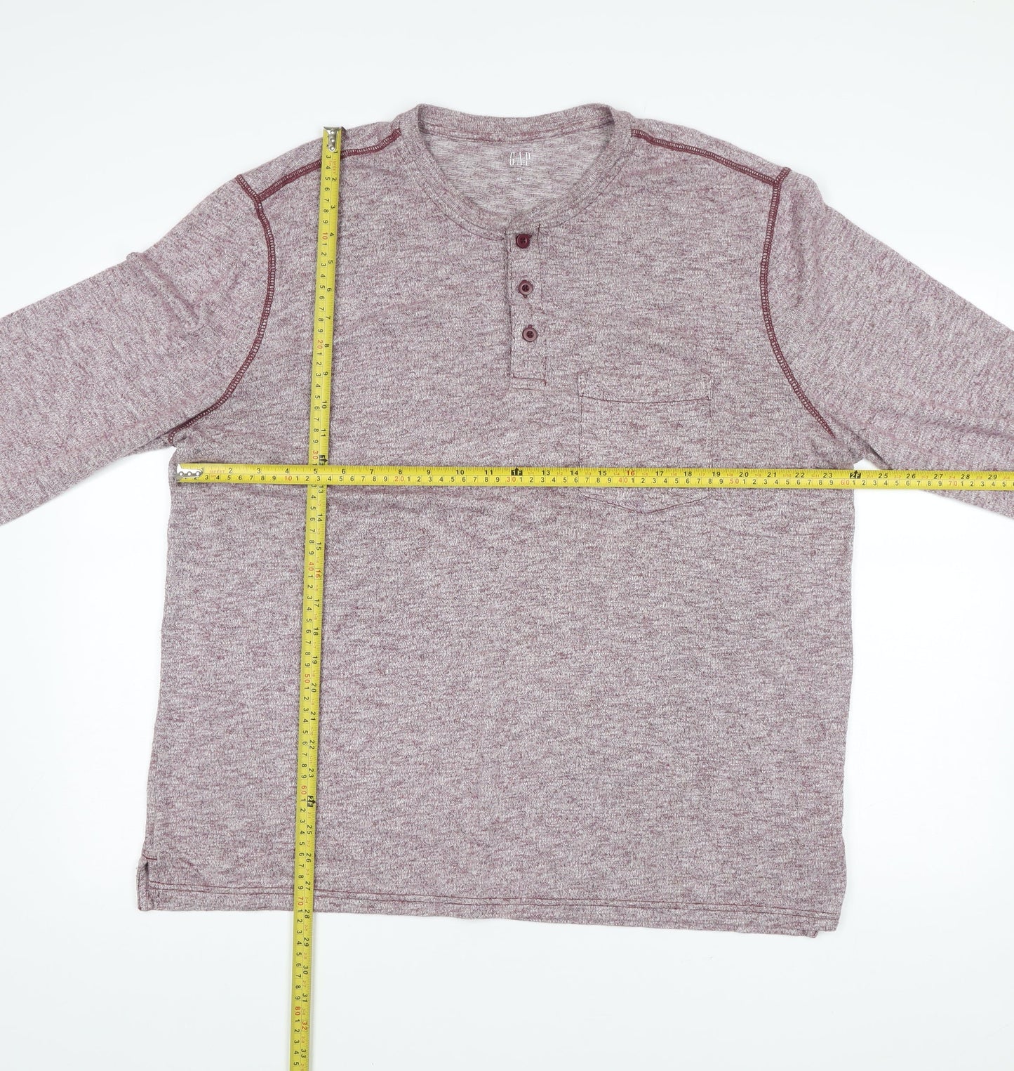 GAP Men’s XL Purple Long Sleeve Henley Cotton Blend Casual Shirt