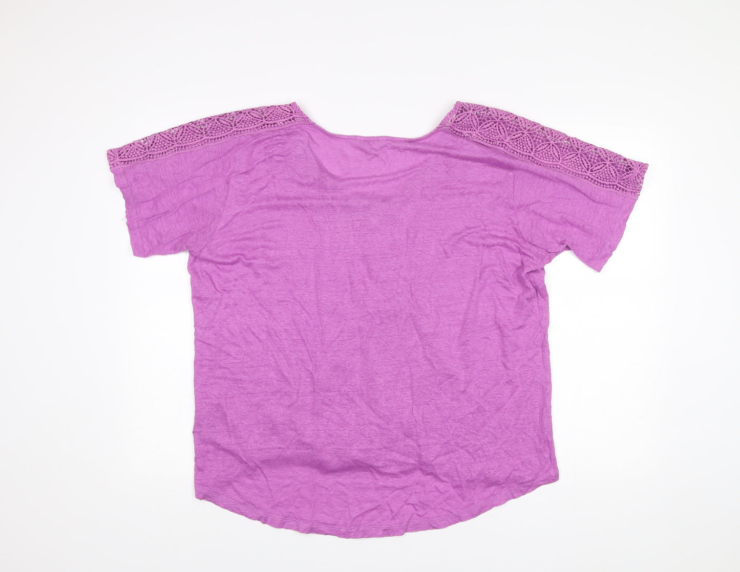 Monsoon Women’s Purple Linen Button-Up Blouse Size XL