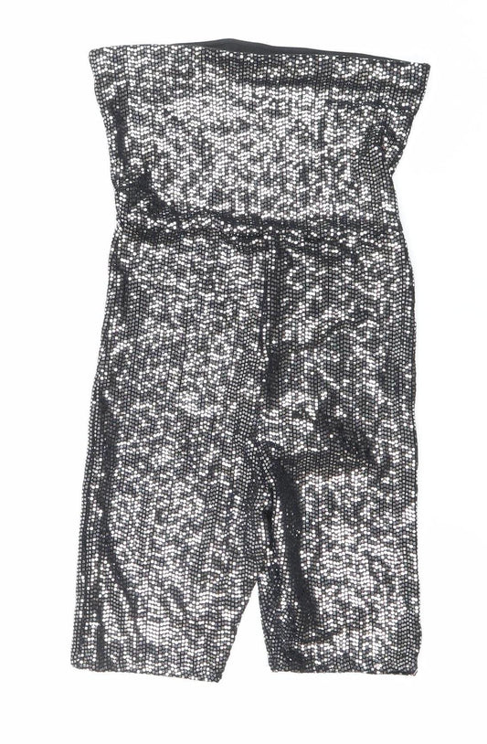 New Look Womens Black Sequin Strapless Slim Fit Playsuit Size 6