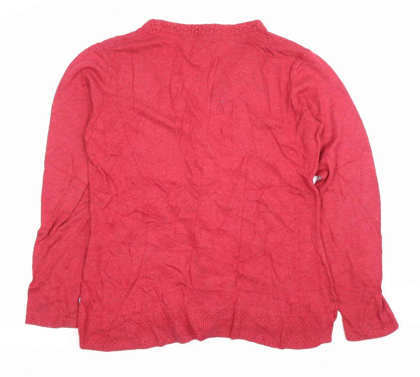 Mistral Womens Red Cardigan Size 12 V-Neck Knit Pockets