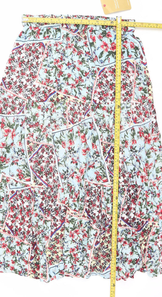 Colton Traders Women’s Multicoloured Floral Midi A-Line Skirt Size 14