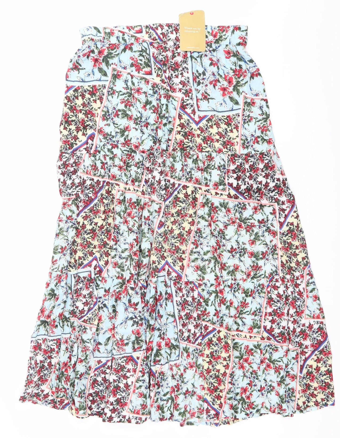 Colton Traders Women’s Multicoloured Floral Midi A-Line Skirt Size 14