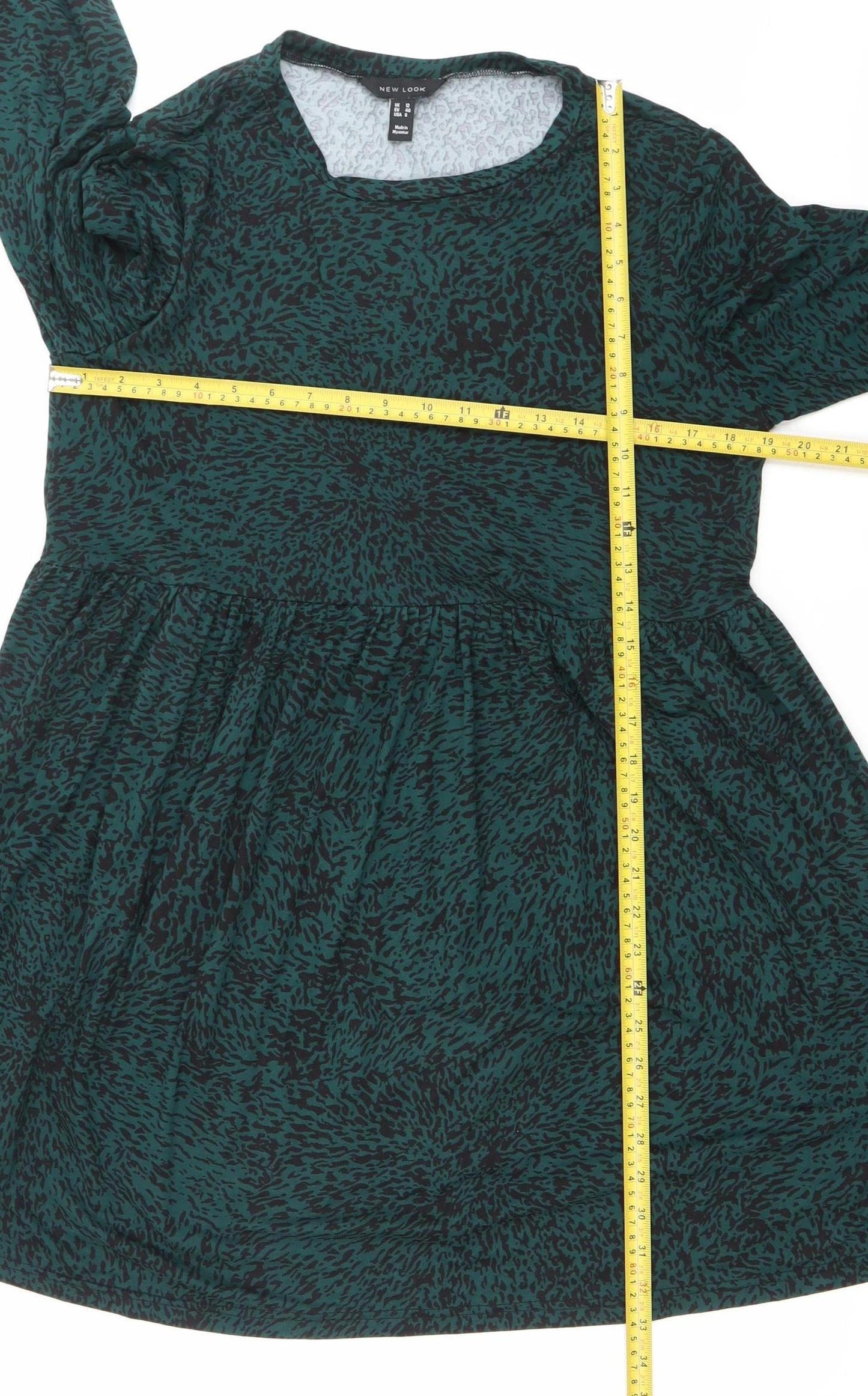 New Look Women’s Green Animal Print Skater Dress Size 12