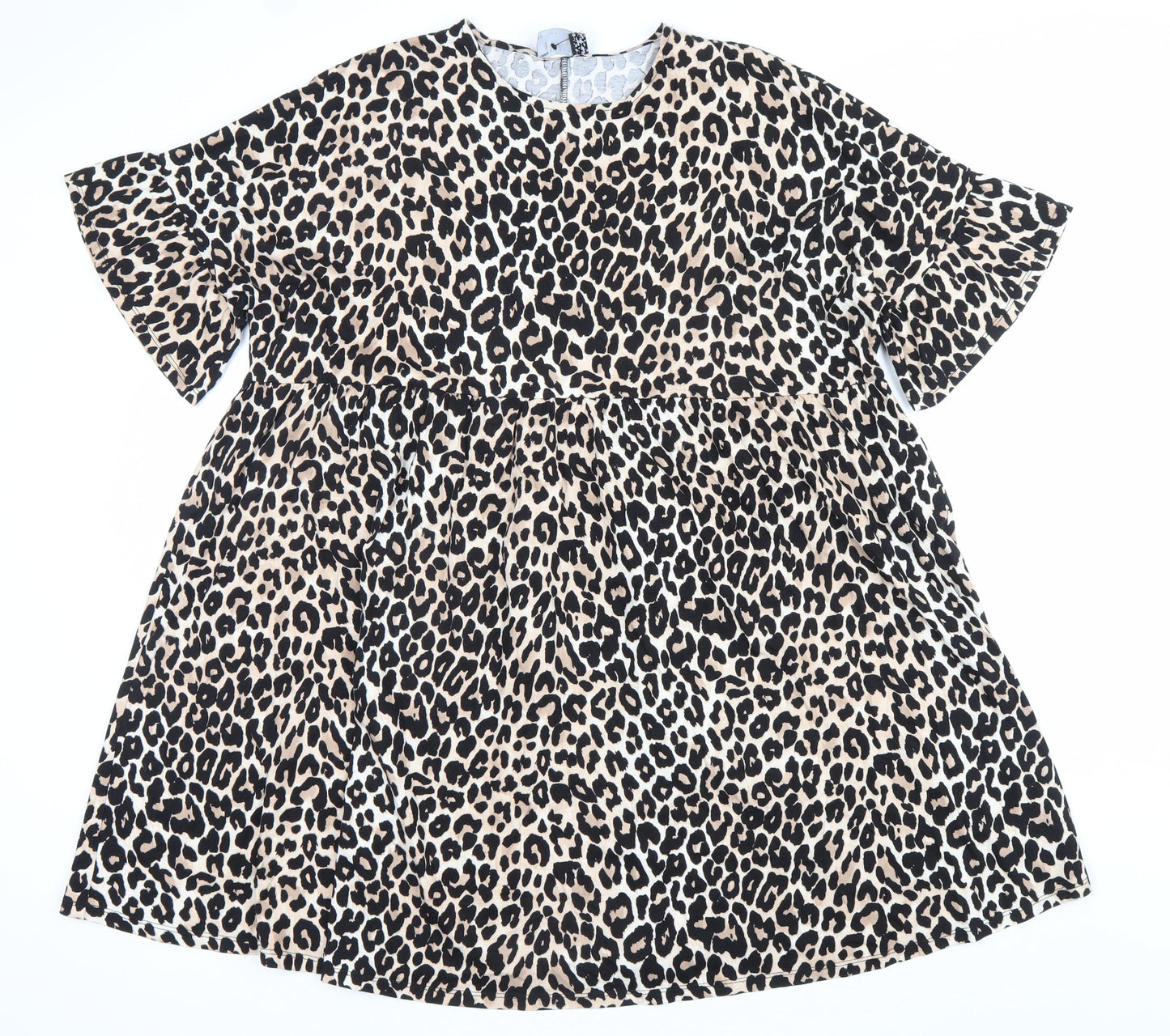 ASOS Women’s Beige Leopard Print Smock Dress Size 10 Cotton