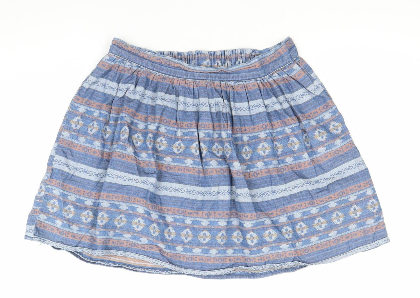 Vero Moda Women’s Blue Brown Tribal Cotton A-Line Skirt S