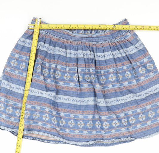 Vero Moda Women’s Blue Brown Tribal Cotton A-Line Skirt S