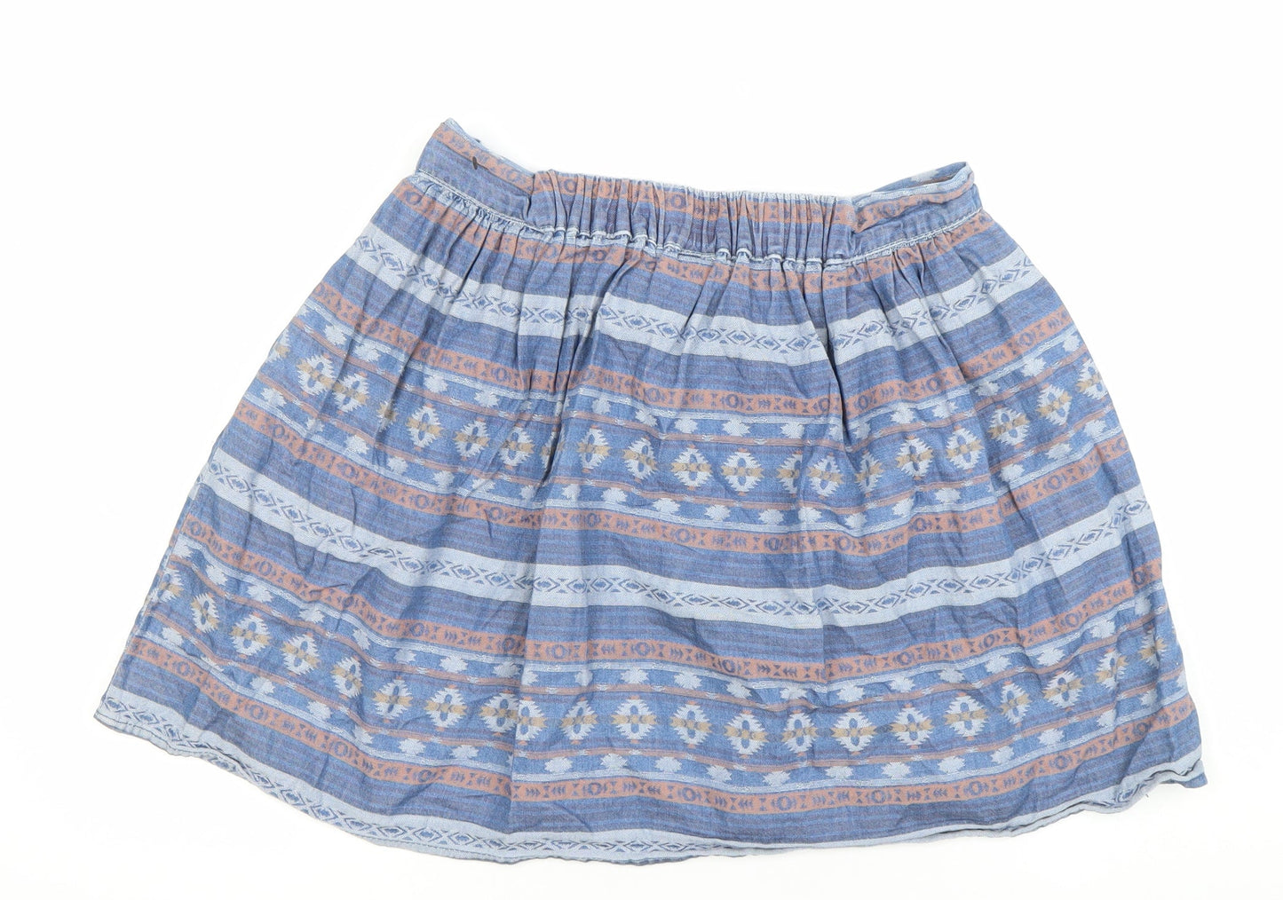 Vero Moda Women’s Blue Brown Tribal Cotton A-Line Skirt S