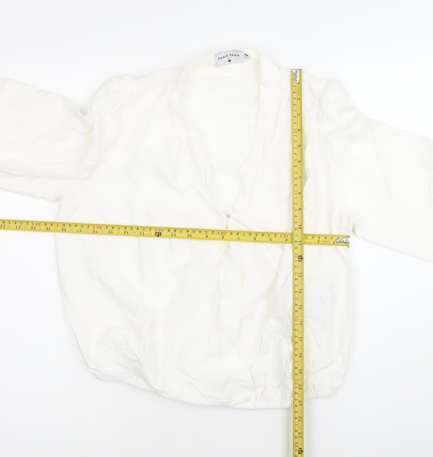NAF NAF Women’s White Long Sleeve Wrap Blouse Size 12