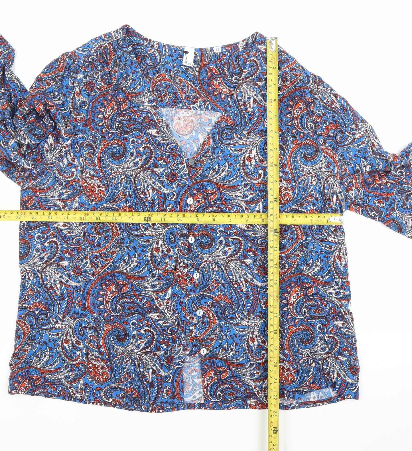 AND/OR Women’s Multicoloured Paisley Viscose Button-Up Blouse Size 12