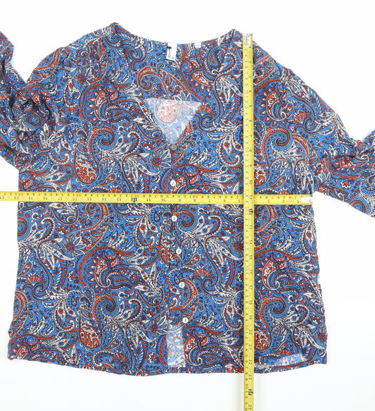 AND/OR Women’s Multicoloured Paisley Viscose Button-Up Blouse Size 12