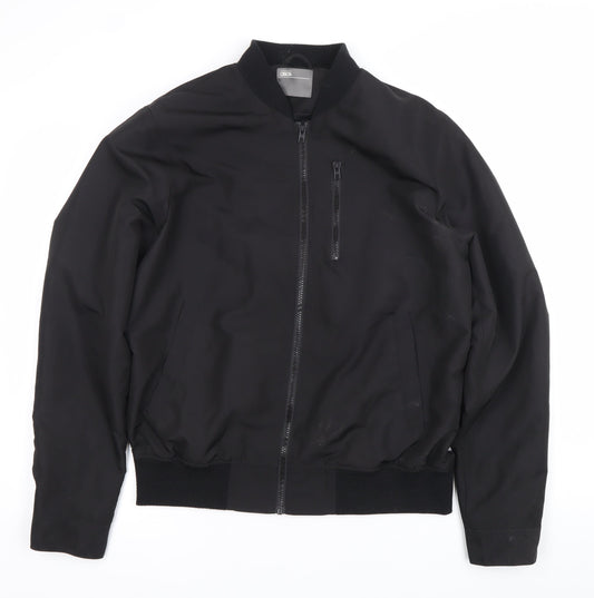 ASOS Men Black Bomber Jacket Size M 38-40" Regular Fit Polyester