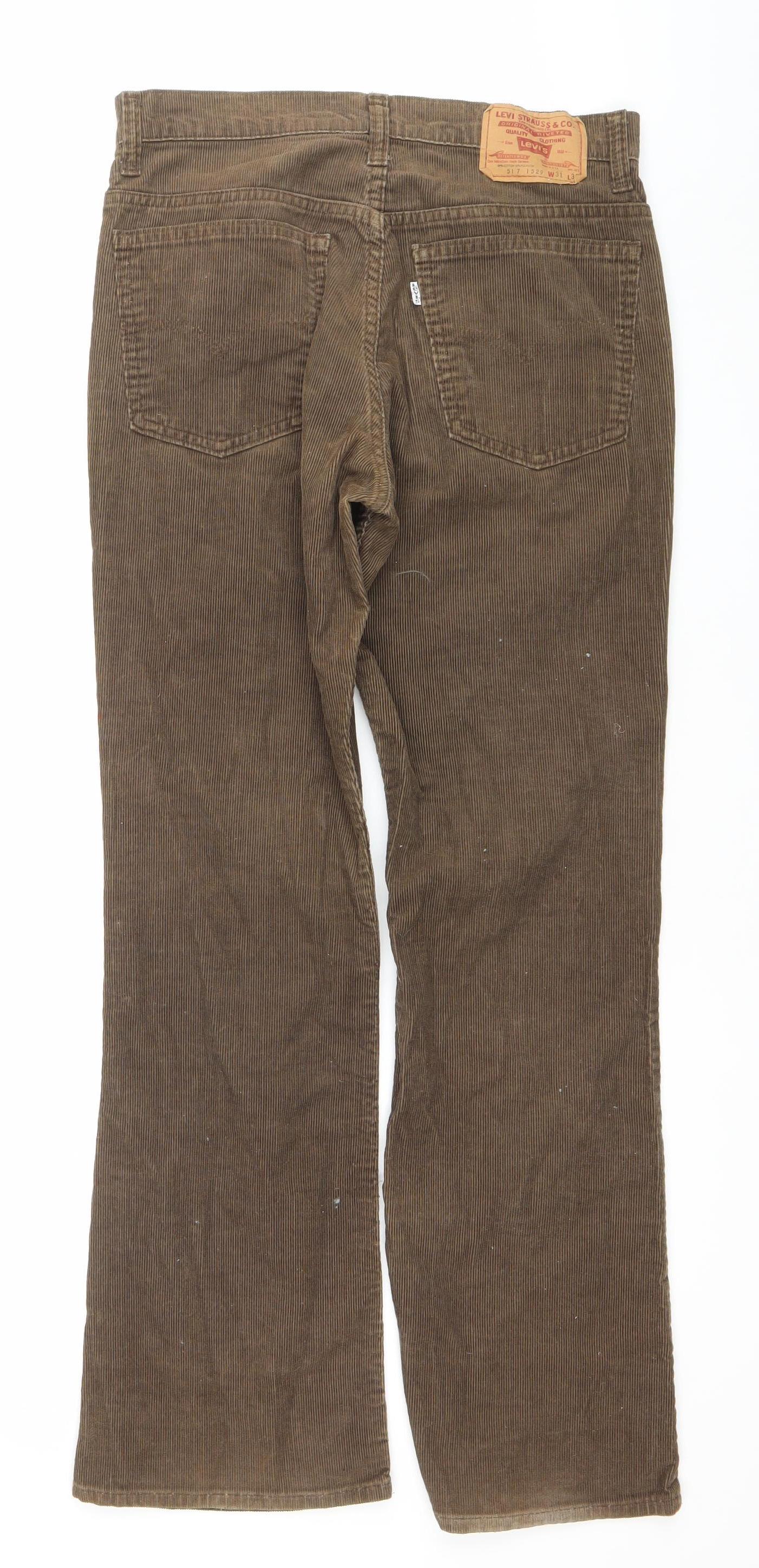 Levi's Men's Brown Corduroy 517 Trousers W31 L32 Straight