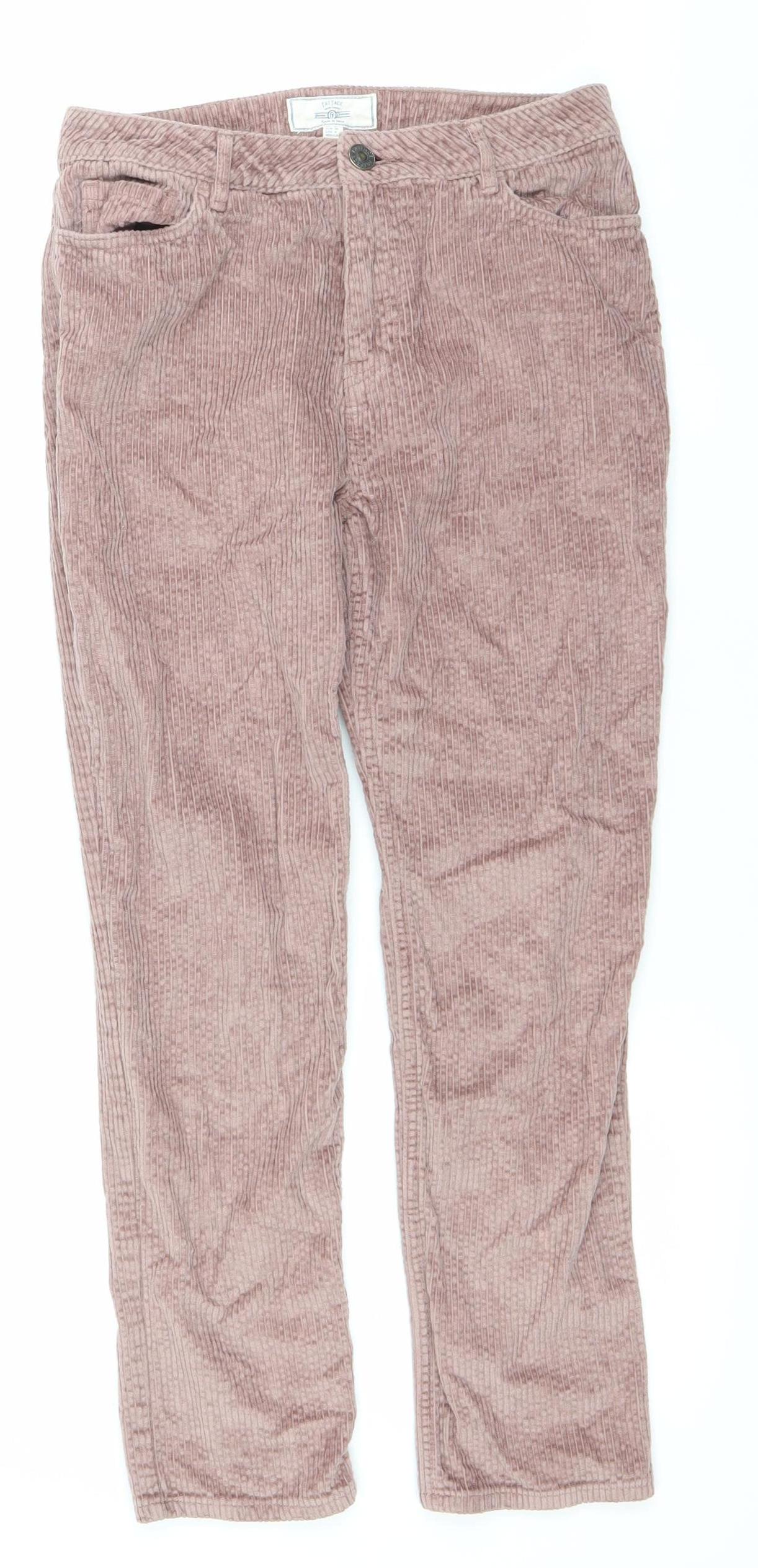 Fat Face Womens Pink Corduroy Straight Trousers Size 8 Regular