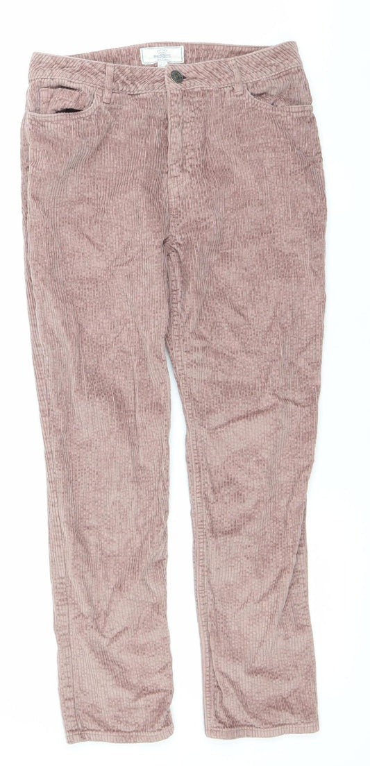 Fat Face Womens Pink Corduroy Straight Trousers Size 8 Regular