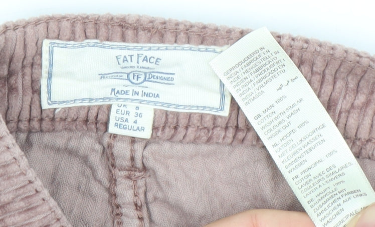 Fat Face Womens Pink Corduroy Straight Trousers Size 8 Regular