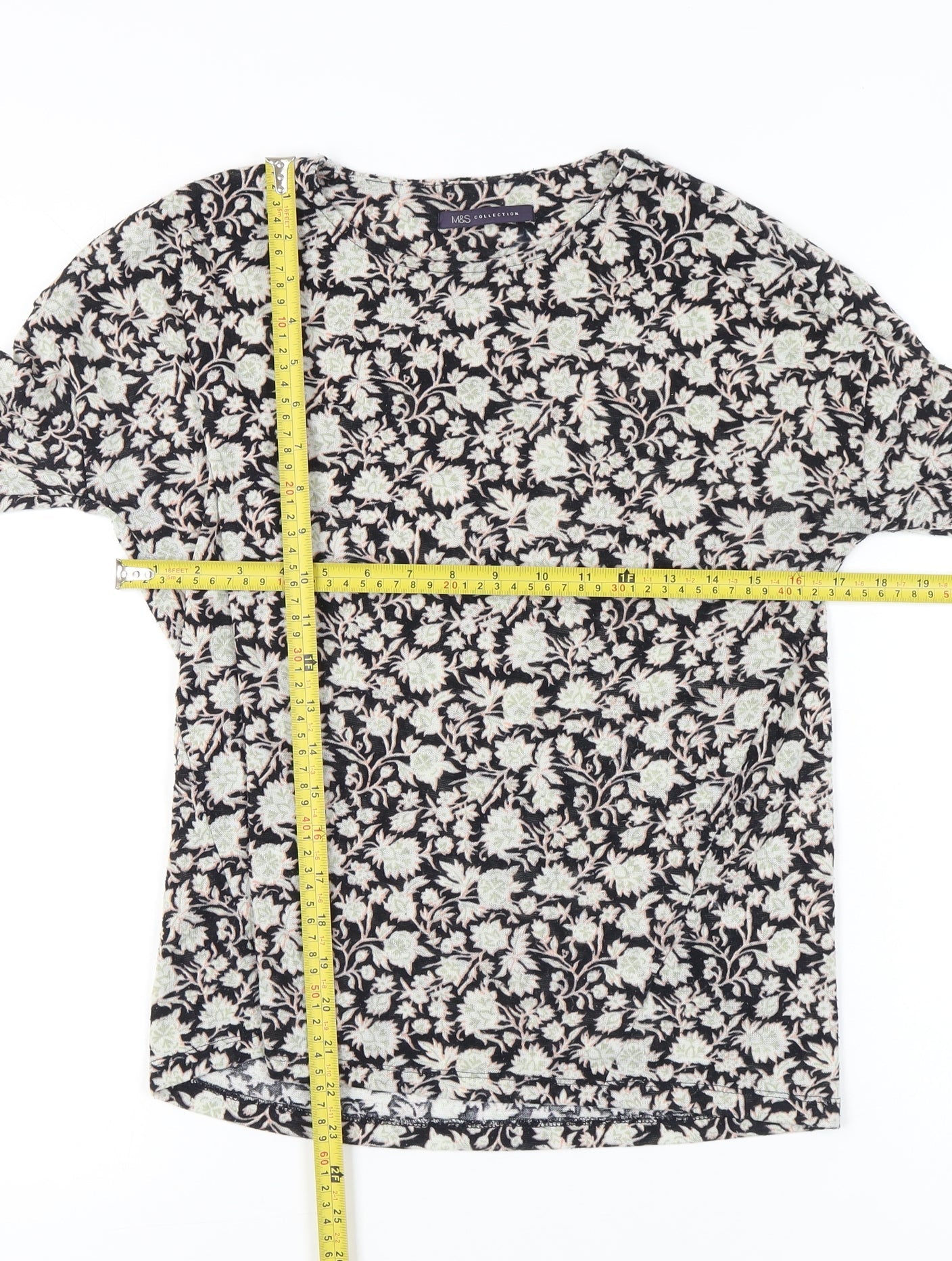 Marks and Spencer Women’s Floral Blouse Navy Mix Size 12 Tunic Top
