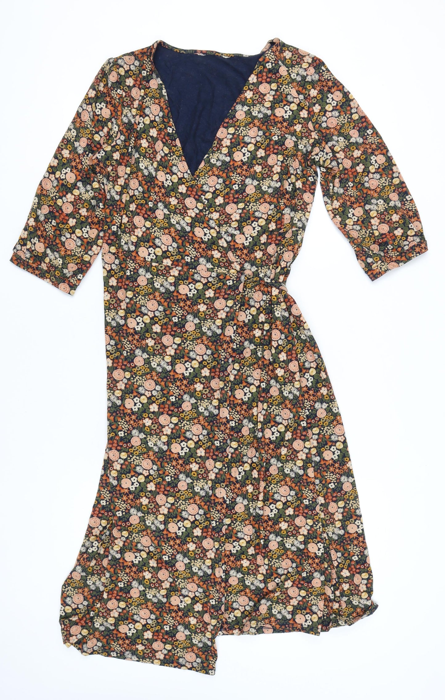 Seasalt Women’s Multicoloured Floral Midi Wrap Dress Size 12