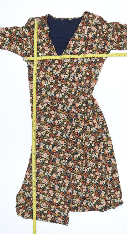 Seasalt Women’s Multicoloured Floral Midi Wrap Dress Size 12