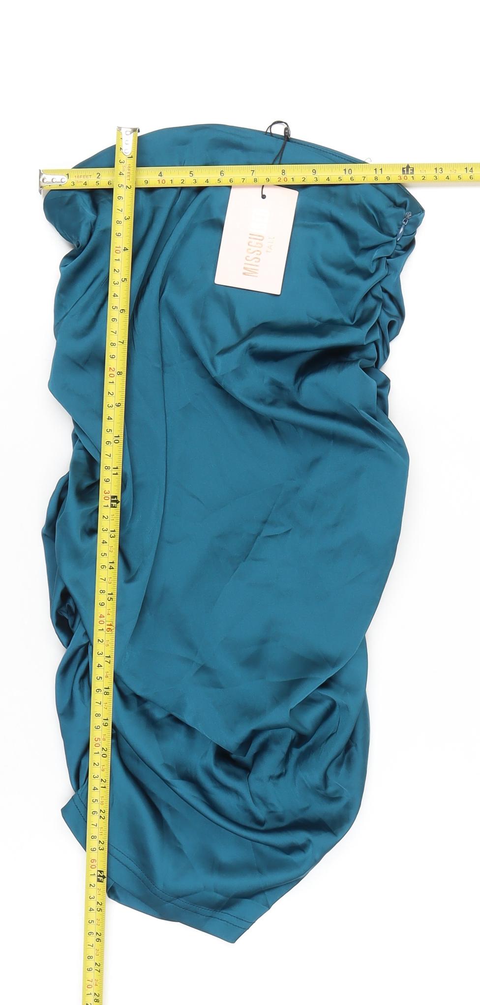 Missguided Women Tall Blue Satin Wrap Midi Skirt Size 10 Party Cocktail