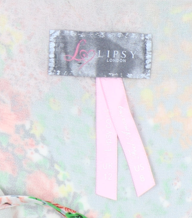 Lipsy Women’s Multicoloured Floral Ruffle Strappy Playsuit Size 12