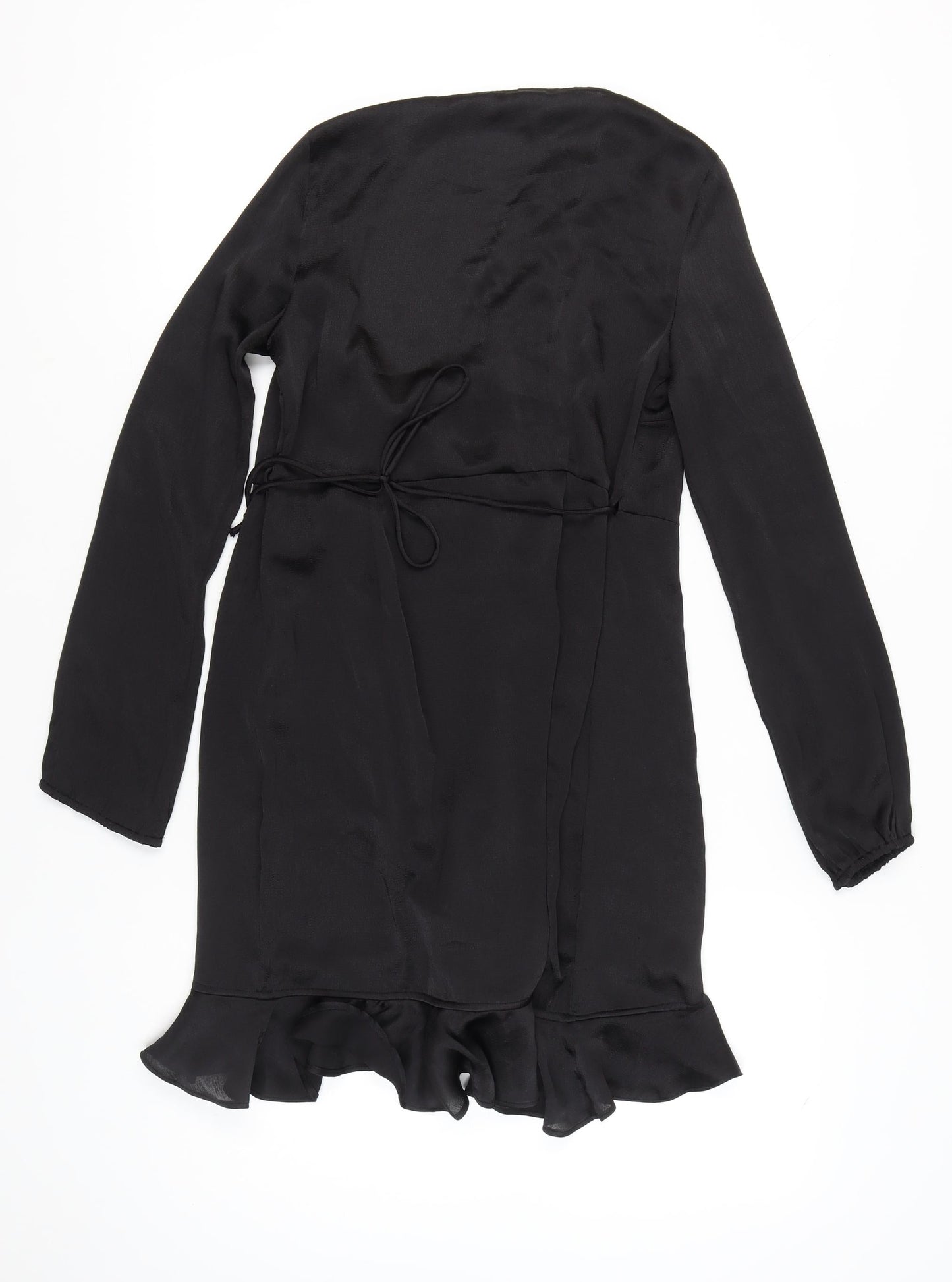 Vero Moda Women’s Black Wrap Dress Size S Ruffle Long Sleeve