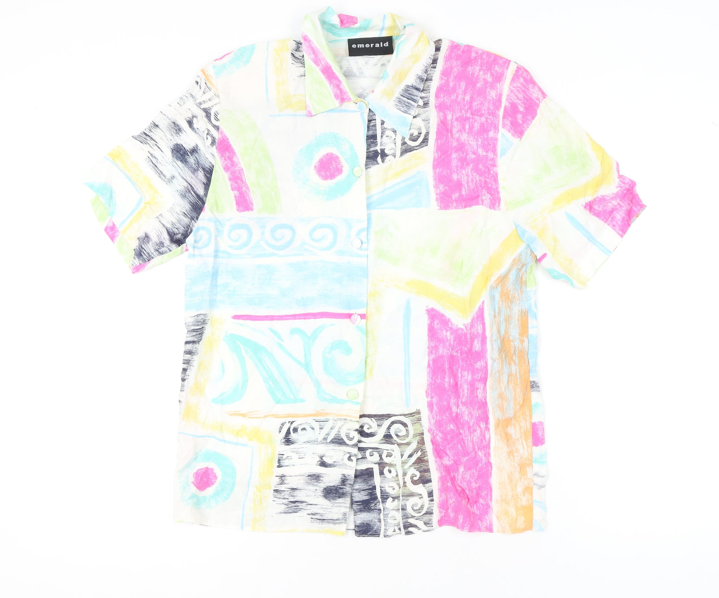 Emerald Womens Multicoloured Retro Button-Up Shirt Size 10
