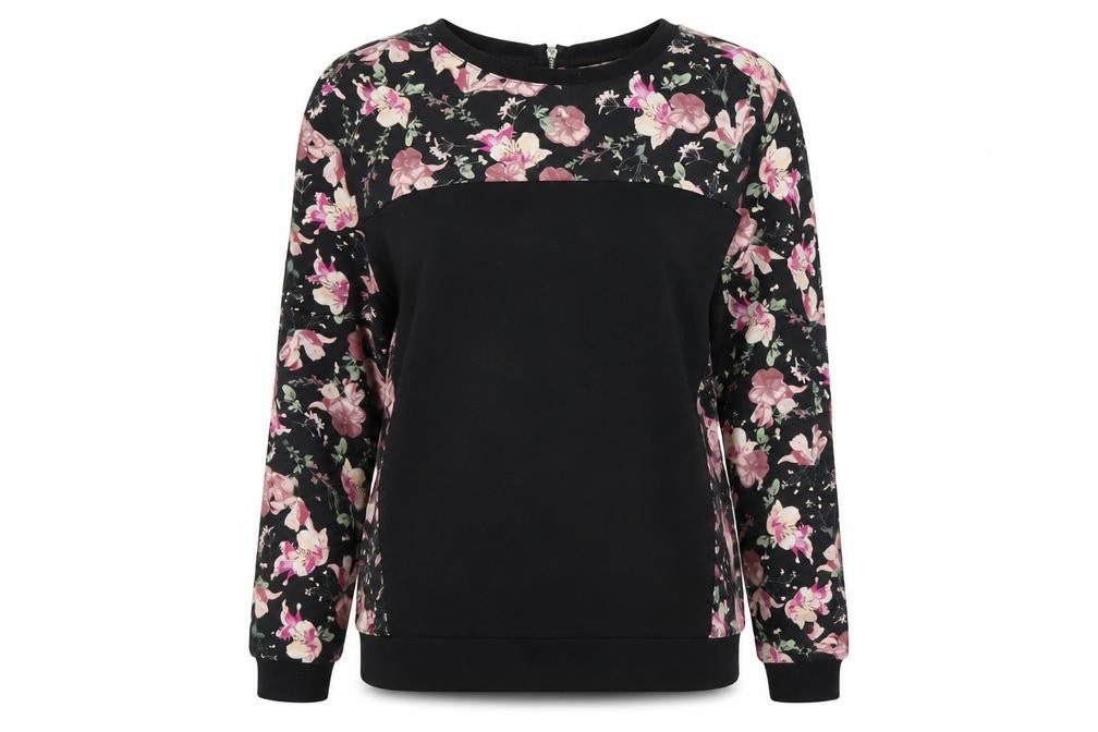 Apricot Womens Black Floral UK 12 Long Sleeve Tunic Blouse