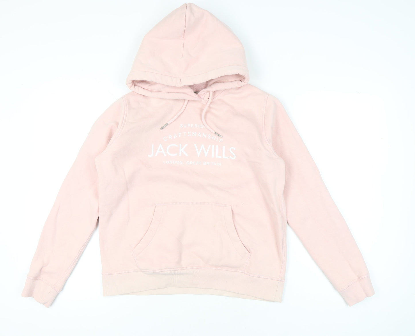 Jack Wills Women’s Pink Pullover Hoodie UK 12 Logo Cotton Blend