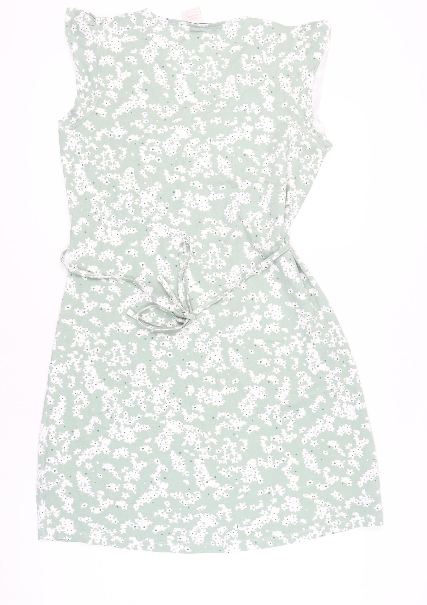 Trespass Women’s Green Floral Shift Dress Size 12 V-Neck Sleeveless