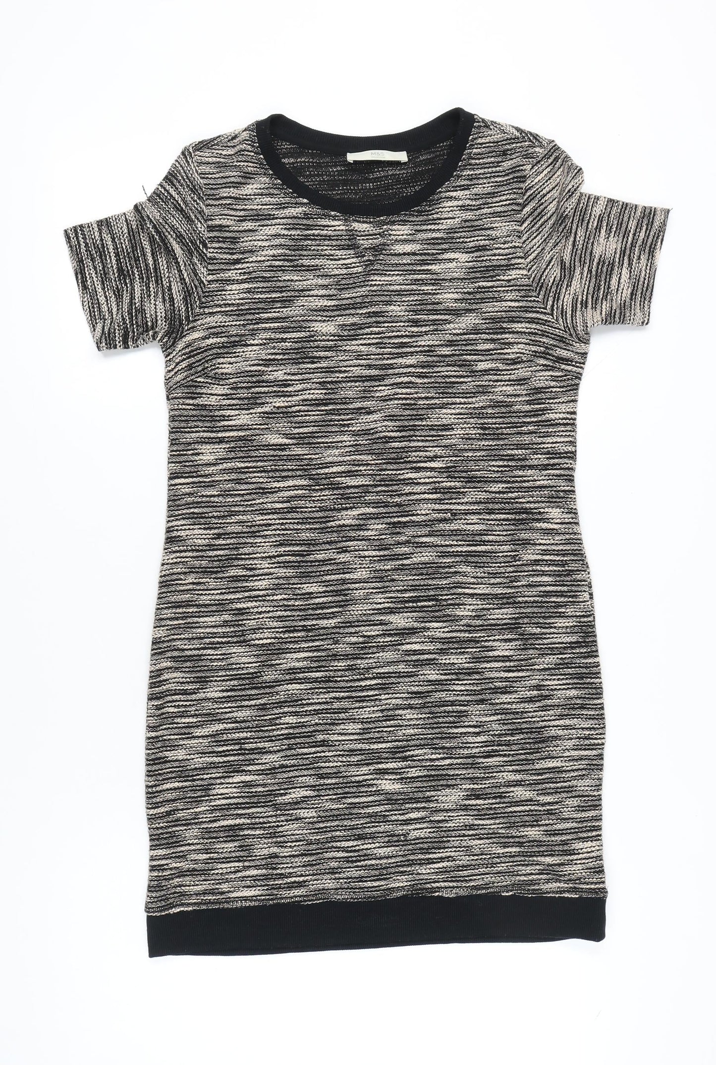 Marks and Spencer Women Grey Size 12 T-Shirt Dress Short Sleeve