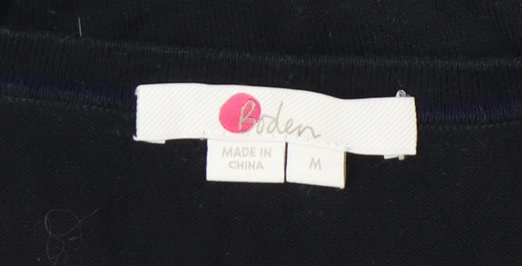 Boden Women’s Black Medium Cardigan Knit Crew Neck Long Sleeve