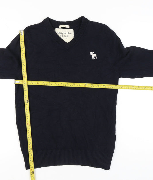 Abercrombie & Fitch Men’s Blue Cotton Wool Cashmere V-Neck Jumper L