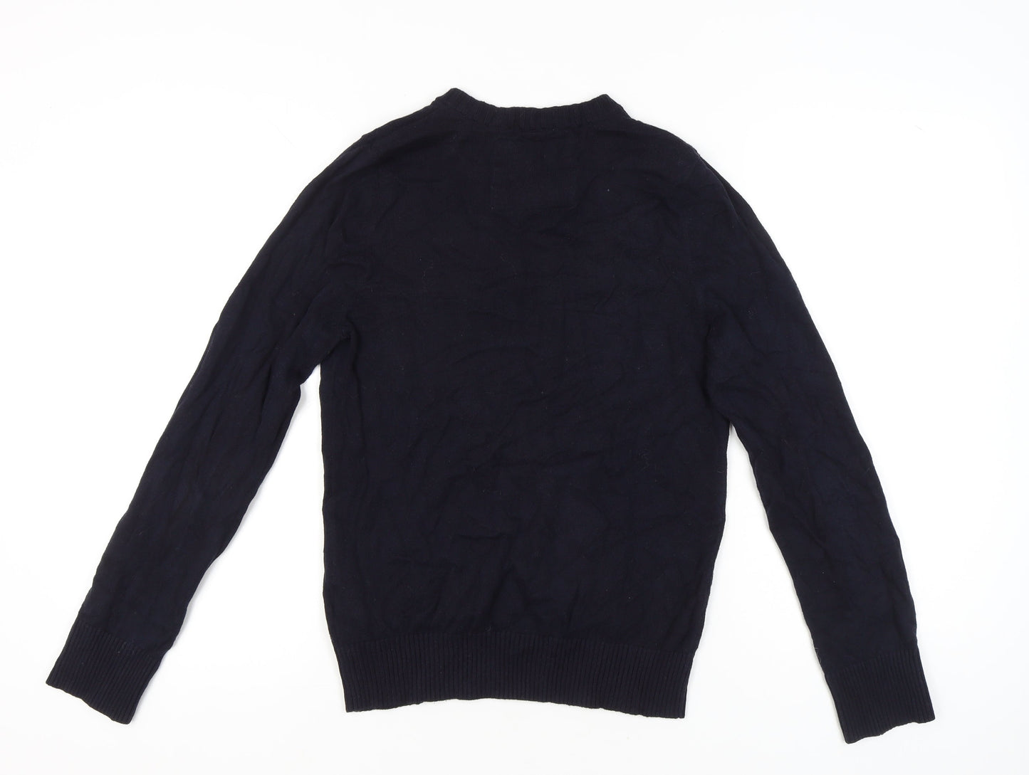 Abercrombie & Fitch Men’s Blue Cotton Wool Cashmere V-Neck Jumper L