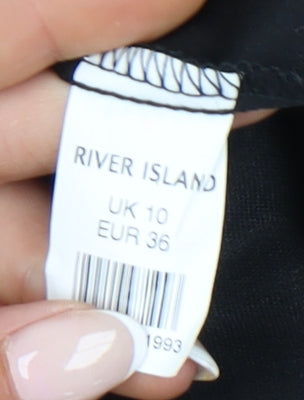 River Island Women’s Black Gold Hi-Low Fit & Flare Dress Size 10